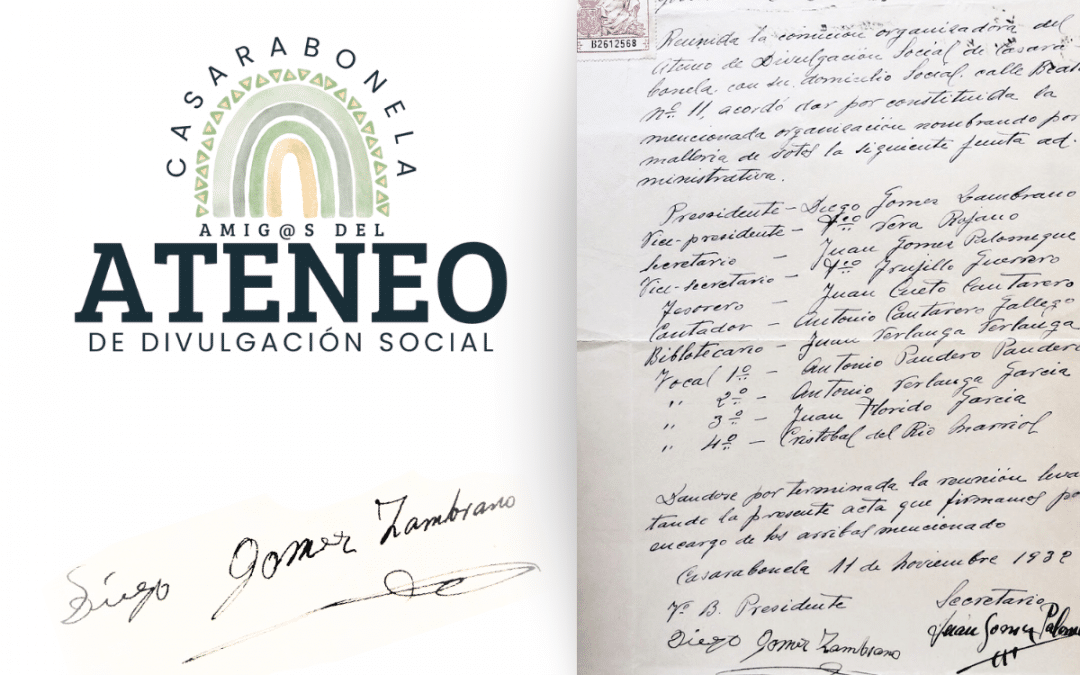 DEJO SU NOMBRE FIRMADO. Un poema homenaje a DIEGO GOMEZ ZAMBRANO, fundador y presidente del ATENEO DE DIVULGACIÓN SOCIAL DE CASARABONELA